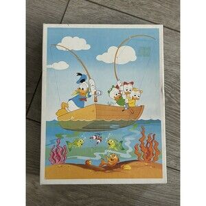 Vintage Walt Disney Huey Dewey & Louie Jigsaw Puzzle Whitman Donald Duck Fishing